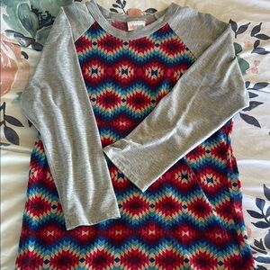 LuLaRoe Women's Geometric Top - Red, Blue, Gray